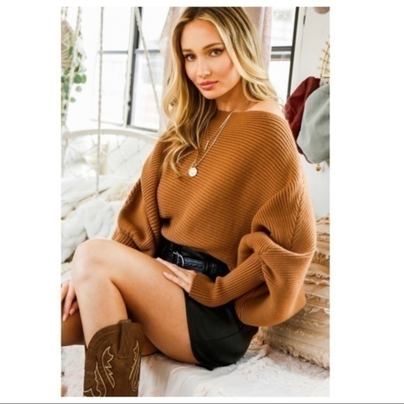 Haute Ellie Sweaters - REED-Cocoa Rib Knit Sweater